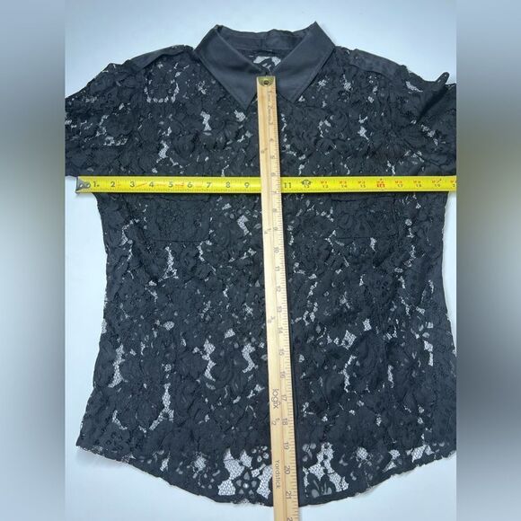 IKKS Bohemian Lace Black Button Down Blouse Shirt Size 42 EU/ M US - Picture 9 of 11